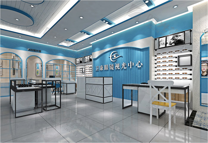 地中海風(fēng)格眼鏡店形象墻裝修效果圖