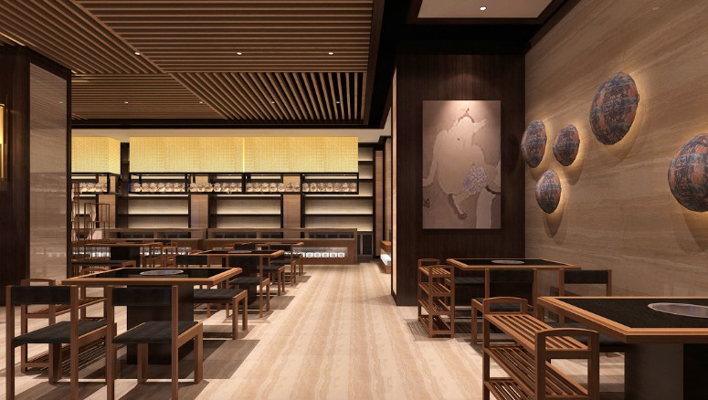 500平米現(xiàn)代簡約風(fēng)格火鍋店效果圖
